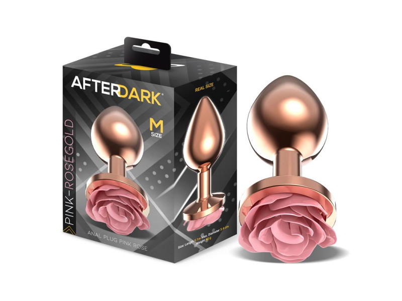 Plug Anal de Metal Oro Rosa con Rosa Rosa en la Base Talla M Plug Anal de Metal Oro Rosa con Rosa Rosa en la Base Talla M