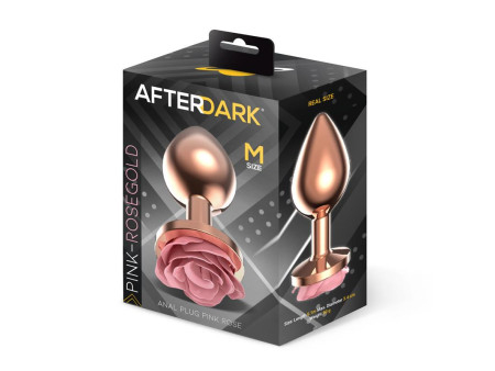Plug Anal de Metal Oro Rosa con Rosa Rosa en la Base Talla M Plug Anal de Metal Oro Rosa con Rosa Rosa en la Base Talla M