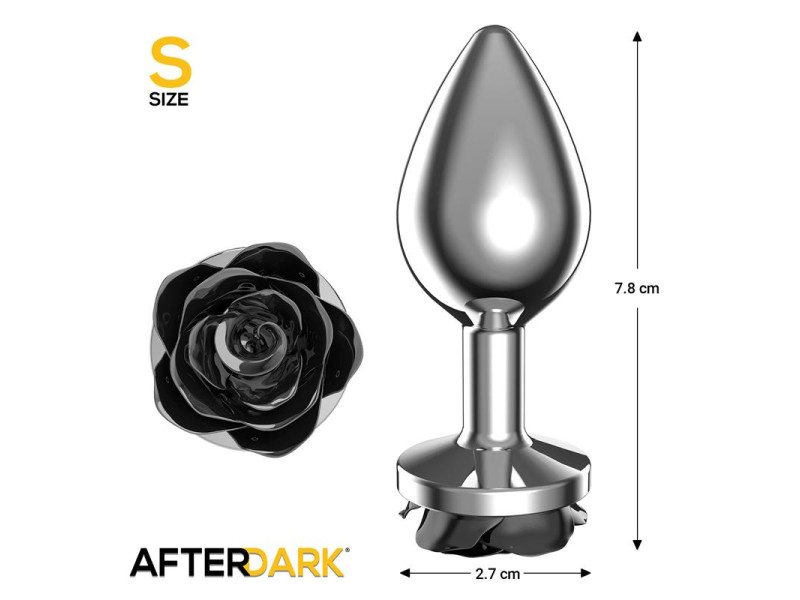 Plug Anal de Metal con Rosa Negra en la Base Talla S