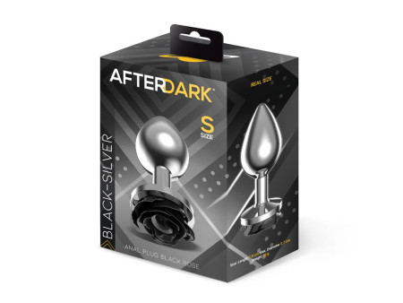 Plug Anal de Metal con Rosa Negra en la Base Talla S Plug Anal de Metal con Rosa Negra en la Base Talla S