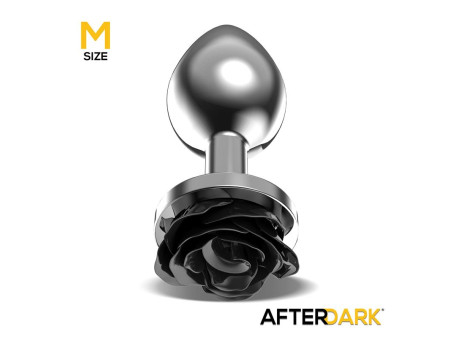 Plug Anal de Metal con Rosa Negra en la Base Talla M