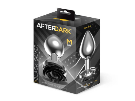 Plug Anal de Metal con Rosa Negra en la Base Talla M
