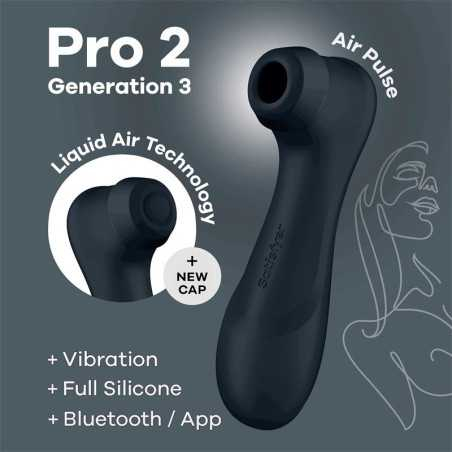 Pro 2 Gen 3 Liquid Air Technology Succion y Vibracion App Connect Negro