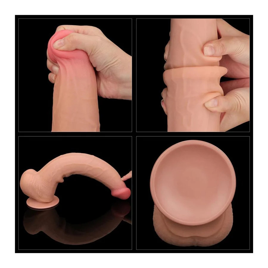 Dildo Dual Layer Piel Retractil 135