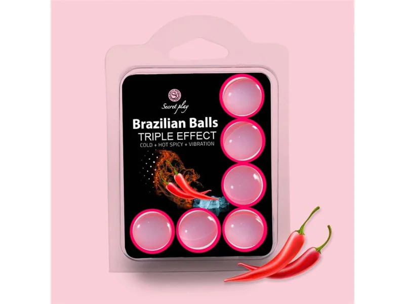 Set 6 Brazilian Balls Triple Efecto Calor Frio y Vibracion