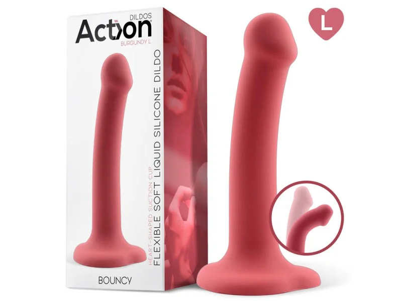 Bouncy Dildo Silicona Liquida Hiper Flexible 75 19 cm Talla L Burgundy
