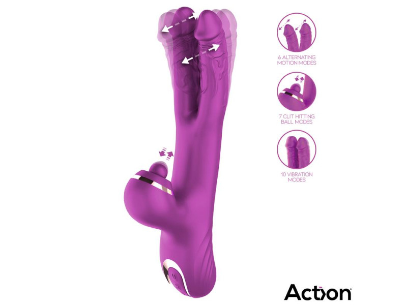 Nico Vibrador con Dildos Alternantes y Bola Percutora 4 Motores