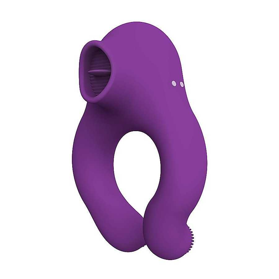 Fenda Anillo Vibrador con Lengua Estimulador y Control Remoto 3 Motores USB Magnetico