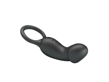 Trae Anillo Vibrador Silicona USB Negro