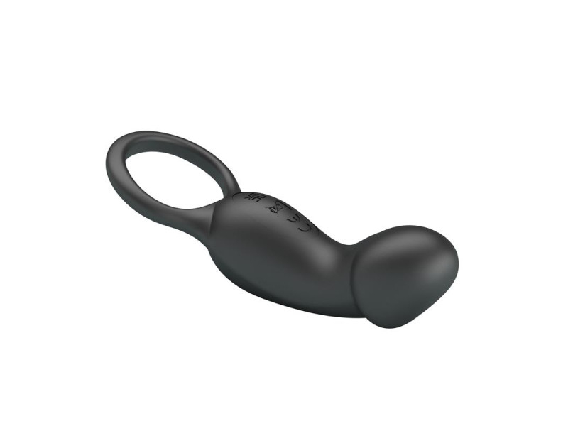 Trae Anillo Vibrador Silicona USB Negro