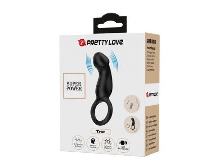 Trae Anillo Vibrador Silicona USB Negro