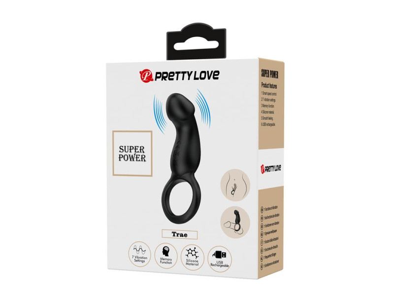Trae Anillo Vibrador Silicona USB Negro
