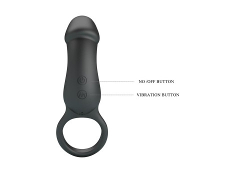Trae Anillo Vibrador Silicona USB Negro