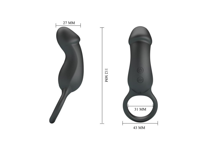 Trae Anillo Vibrador Silicona USB Negro