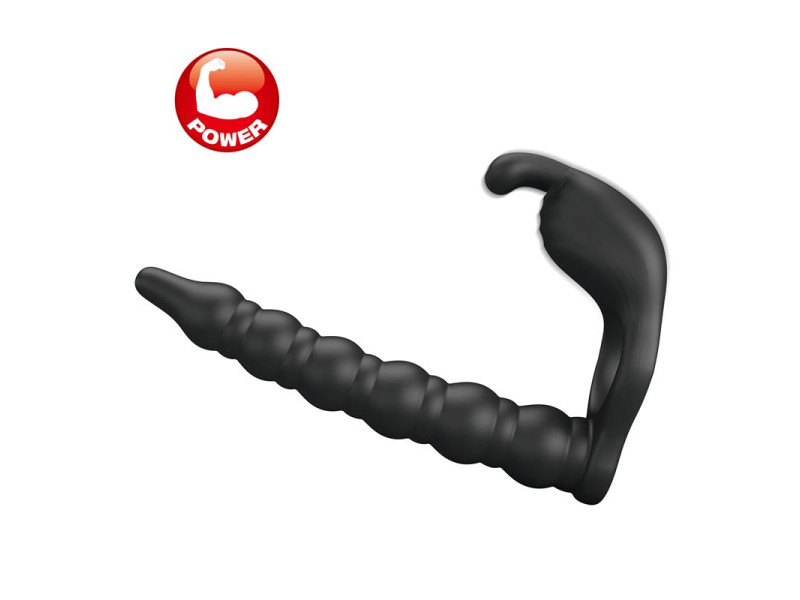 Blackney Anillo Vibrador con Plug Silicona Negro