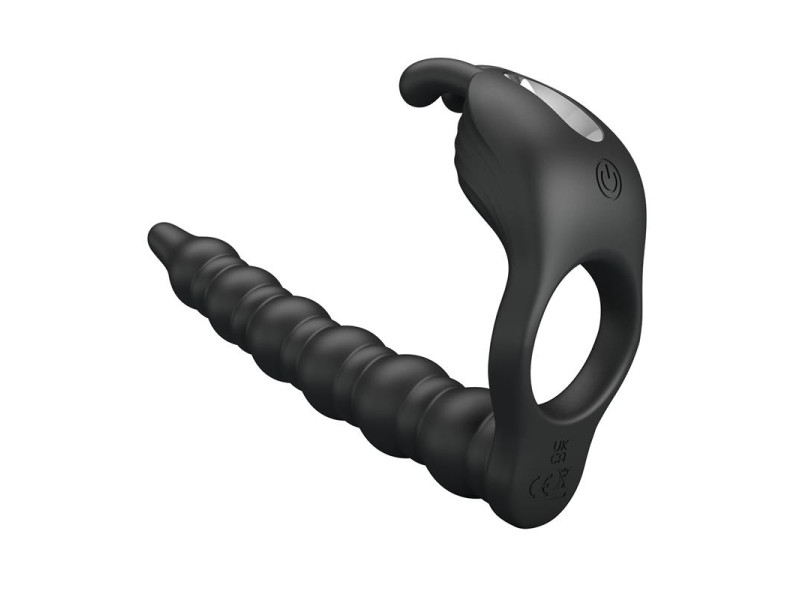 Blackney Anillo Vibrador con Plug Silicona Negro