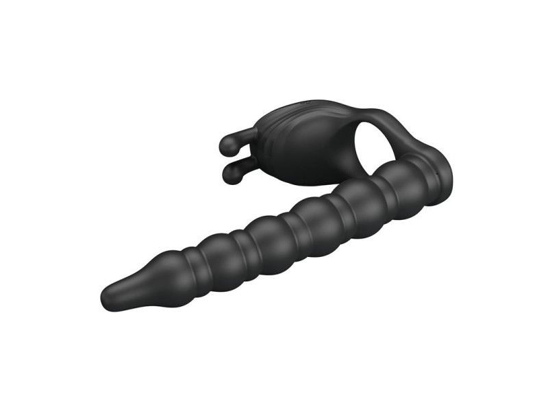 Blackney Anillo Vibrador con Plug Silicona Negro
