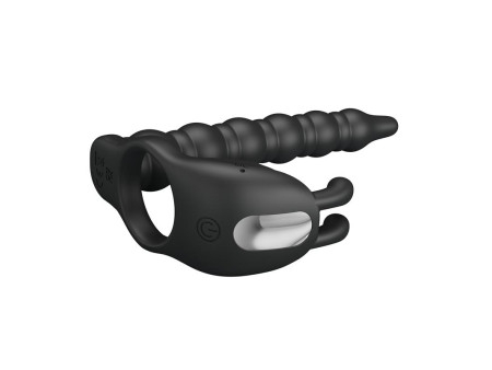 Blackney Anillo Vibrador con Plug Silicona Negro