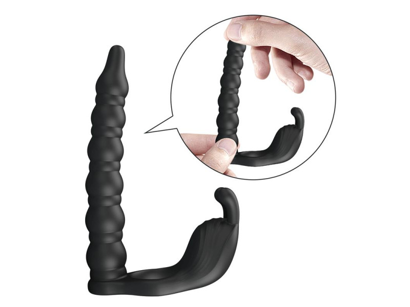 Blackney Anillo Vibrador con Plug Silicona Negro