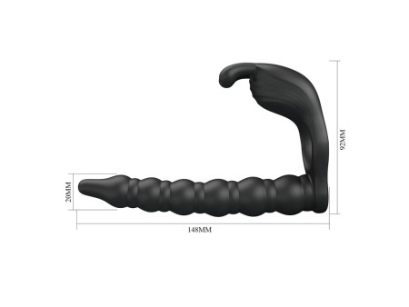 Blackney Anillo Vibrador con Plug Silicona Negro