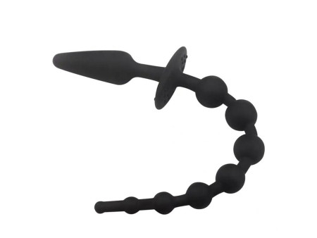 Plug Anal con Cadena Anal Silicona Negro