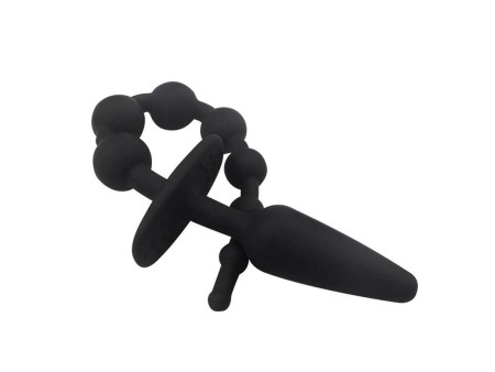 Plug Anal con Cadena Anal Silicona Negro