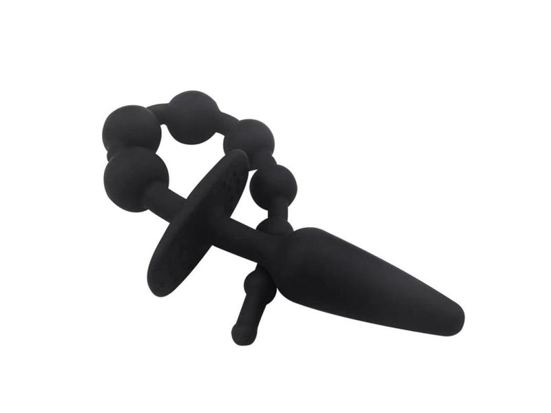 Plug Anal con Cadena Anal Silicona Negro