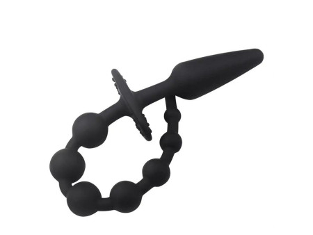 Plug Anal con Cadena Anal Silicona Negro