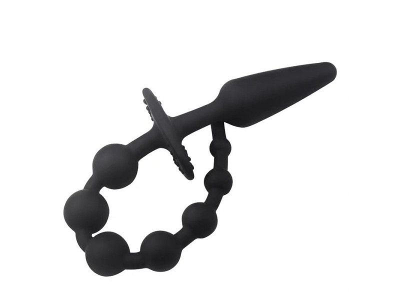 Plug Anal con Cadena Anal Silicona Negro