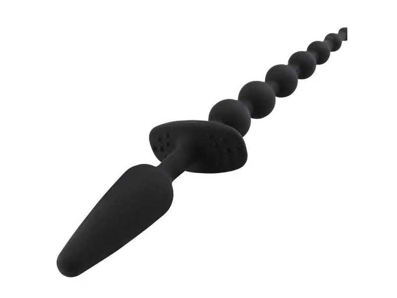 Plug Anal con Cadena Anal Silicona Negro