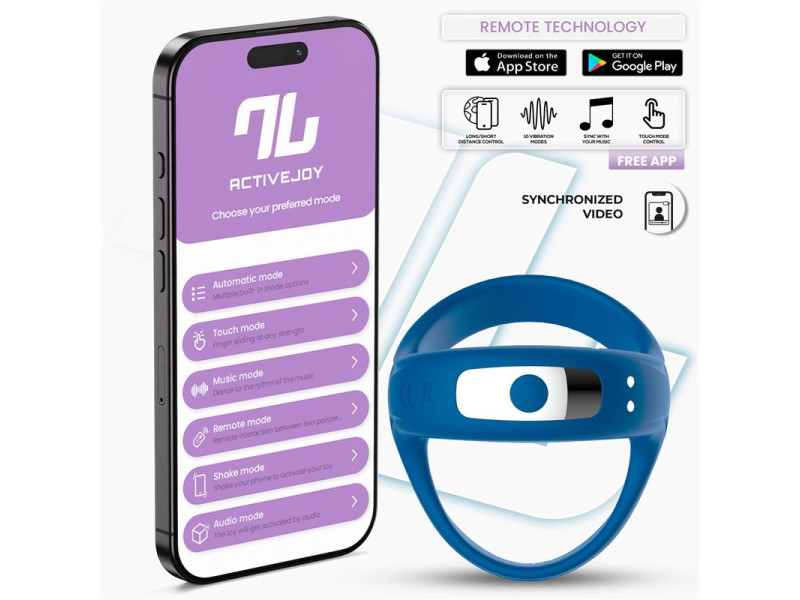 Rank Anillo Vibrador con App Azul
