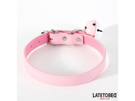 Collar con Cascabel Ajustable Rosa