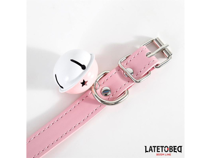 Collar con Cascabel Ajustable Rosa