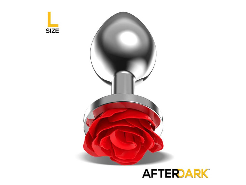 Plug Anal de Metal con Rosa Roja en la Base Talla L