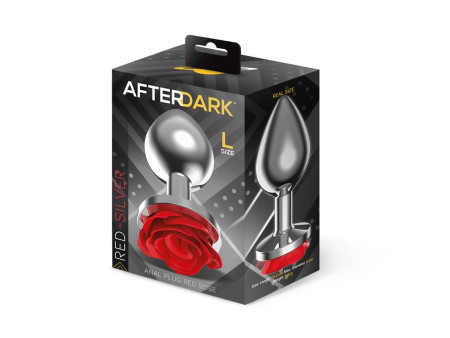 Plug Anal de Metal con Rosa Roja en la Base Talla L Plug Anal de Metal con Rosa Roja en la Base Talla L