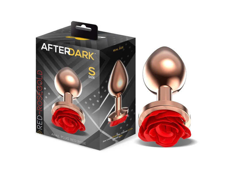 Rose Plug Anal Oro Rosa Rosa Roja en la Base Talla S