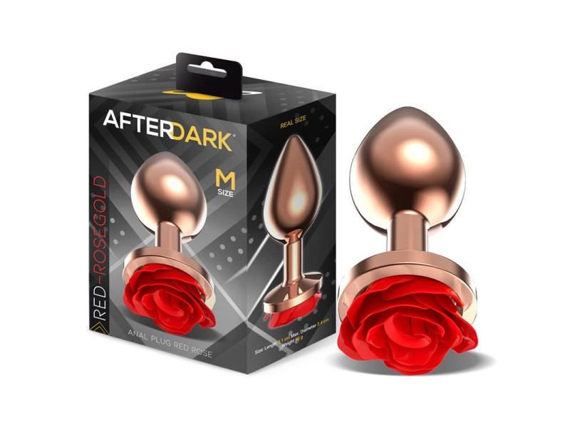Rose Plug Anal Oro Rosa con Rosa Roja en la Base Talla M Rose Plug Anal Oro Rosa con Rosa Roja en la Base Talla M