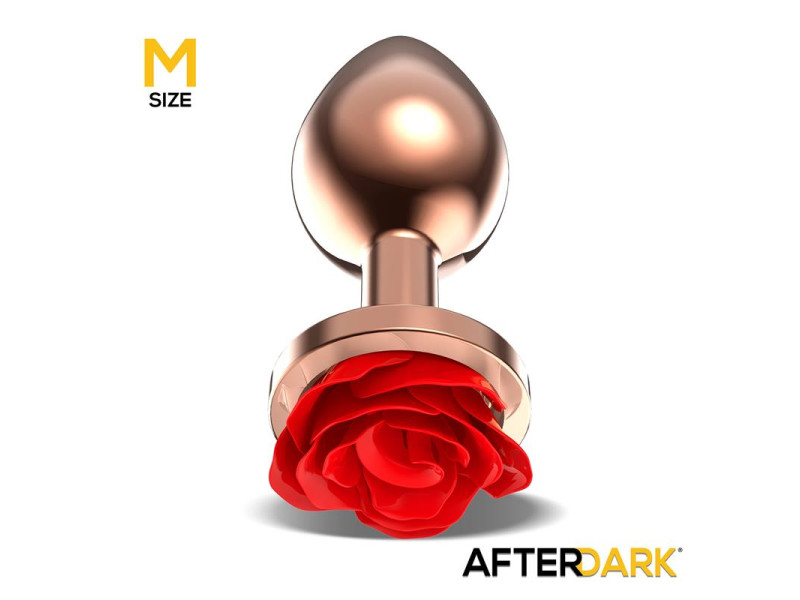 Rose Plug Anal Oro Rosa con Rosa Roja en la Base Talla M