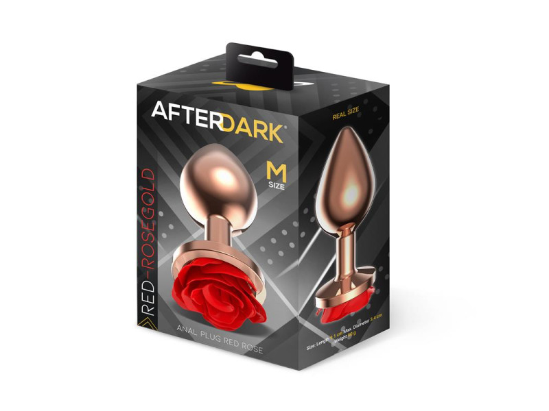 Rose Plug Anal Oro Rosa con Rosa Roja en la Base Talla M