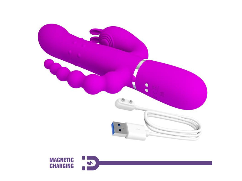 Cammy 4 in 1 Vibrador con Bolas Rotadoras y Cadena Anal