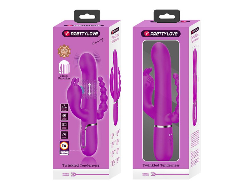 Cammy 4 in 1 Vibrador con Bolas Rotadoras y Cadena Anal