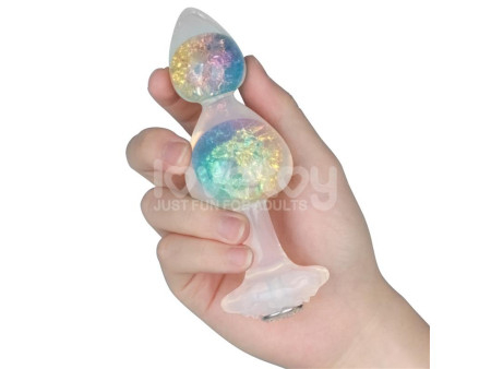 Gemoria Plug Anal de Silicona con Centro de Cristal Multicolor
