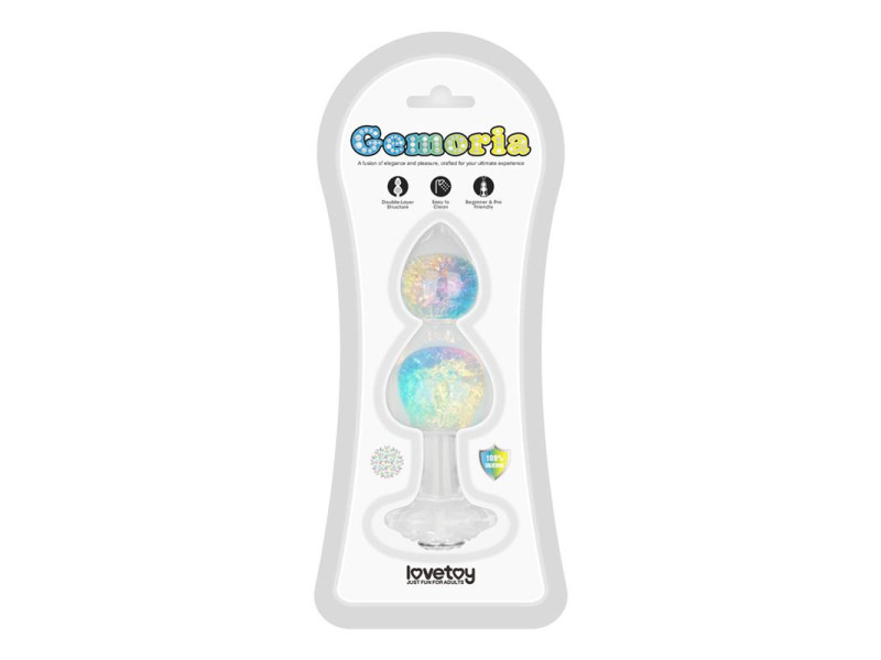 Gemoria Plug Anal de Silicona con Centro de Cristal Multicolor