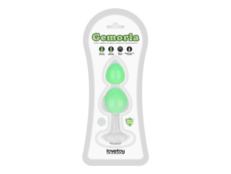 Gemoria Plug Anal Silicona Bola Interna Acero Brilla en la Oscuridad