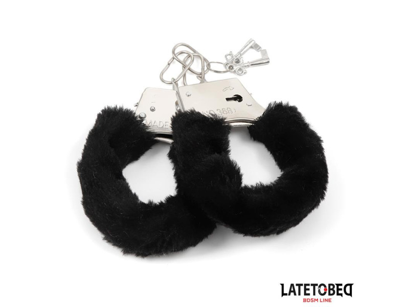Esposas de Metal Furry con Pelo Negro