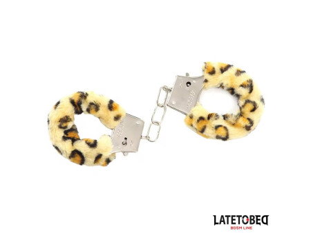 Esposas de Metal Furry con Pelo Animal Print Leopardo