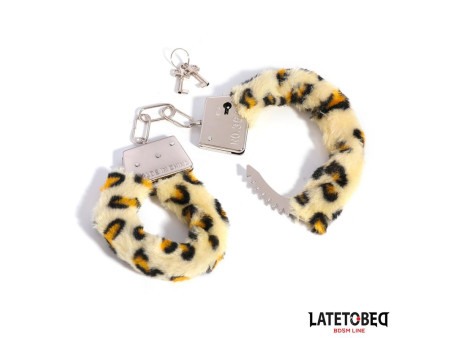 Esposas de Metal Furry con Pelo Animal Print Leopardo