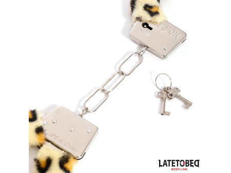 Esposas de Metal Furry con Pelo Animal Print Leopardo