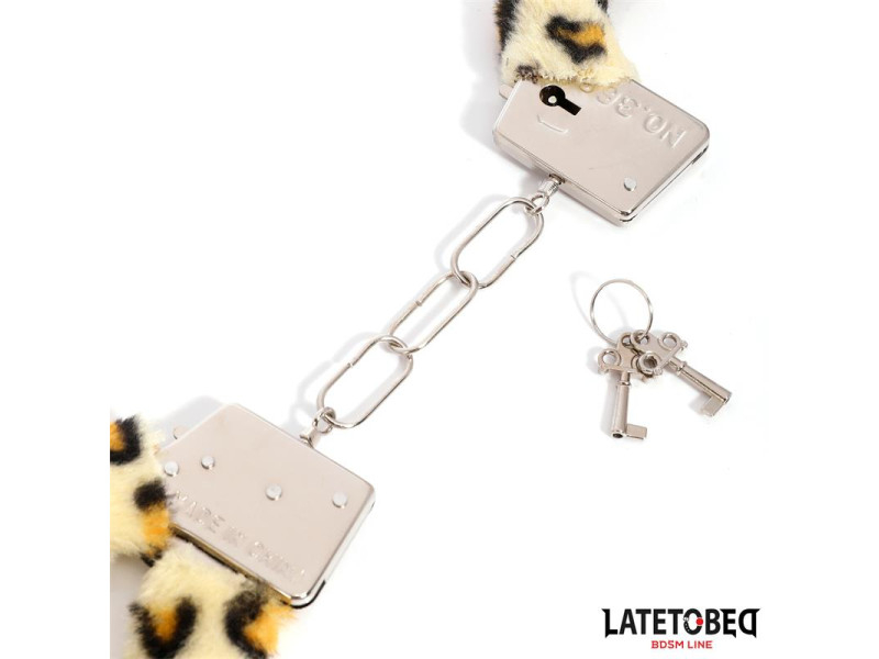 Esposas de Metal Furry con Pelo Animal Print Leopardo