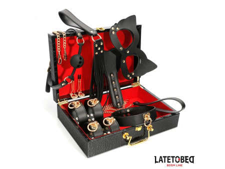 Kit Bondage de 8 Pz Cuero con Maletin de Almacenaje Kit Bondage de 8 Pz Cuero con Maletin de Almacenaje